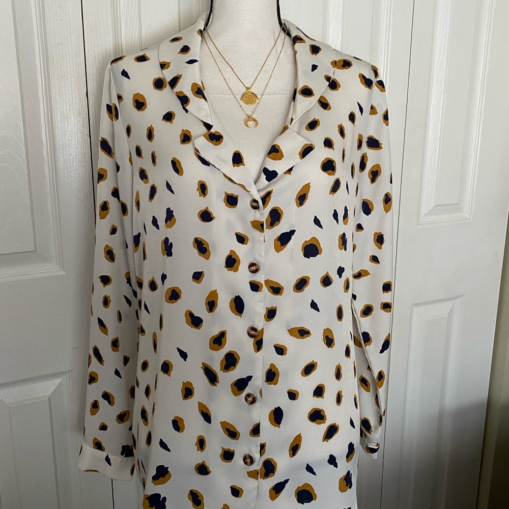 Neverfully Dressed Leopard Print Button Down Shirt - image 1